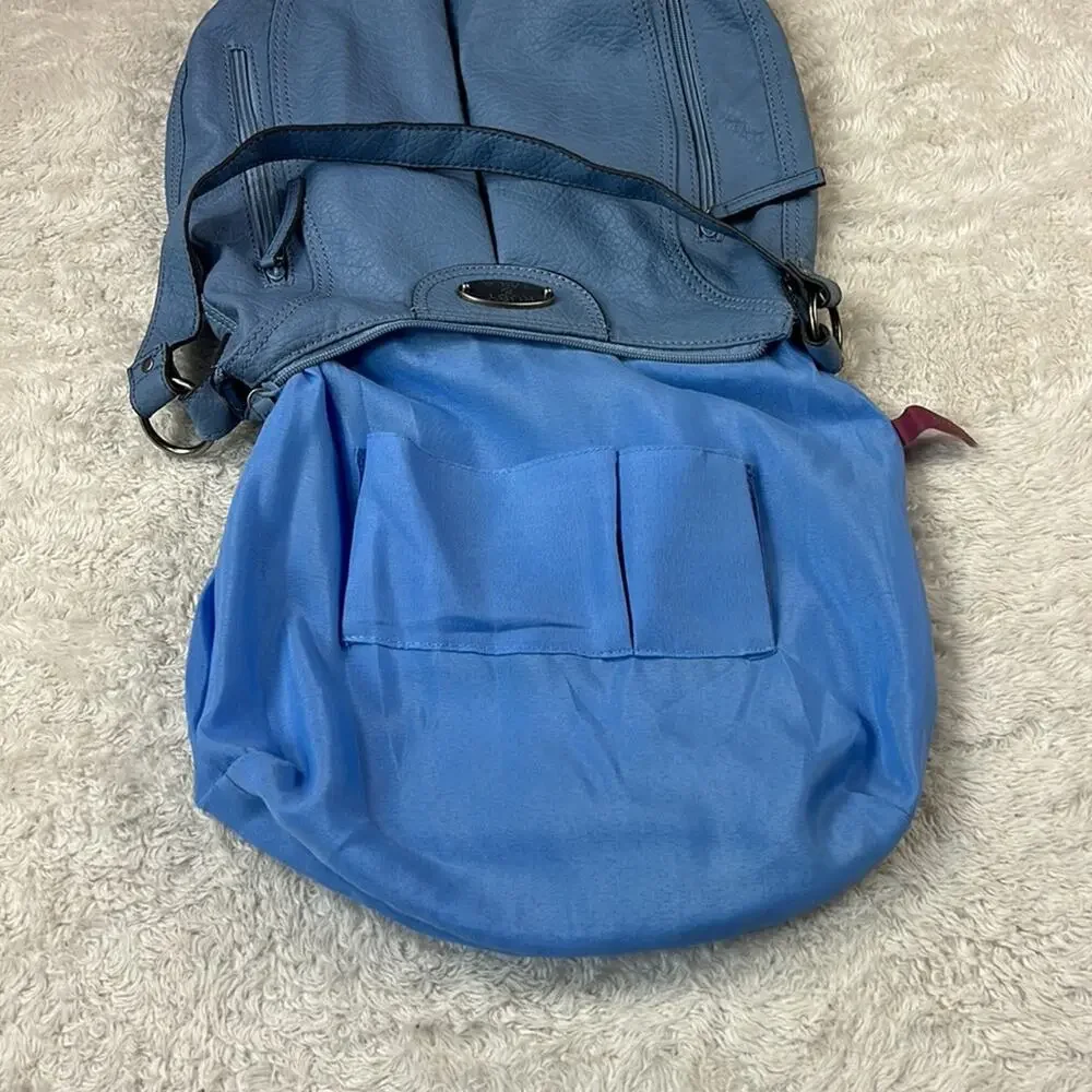 Ruby and Mila large powder blue faux leather hobo bag‎